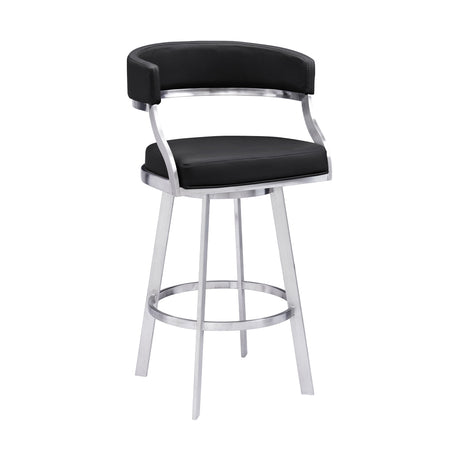 Dione - Swivel Faux Leather And Brushed Stainless Steel Bar Stool