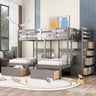 Multifunctional Triple Bunk Bed With Drawers And Guardrails