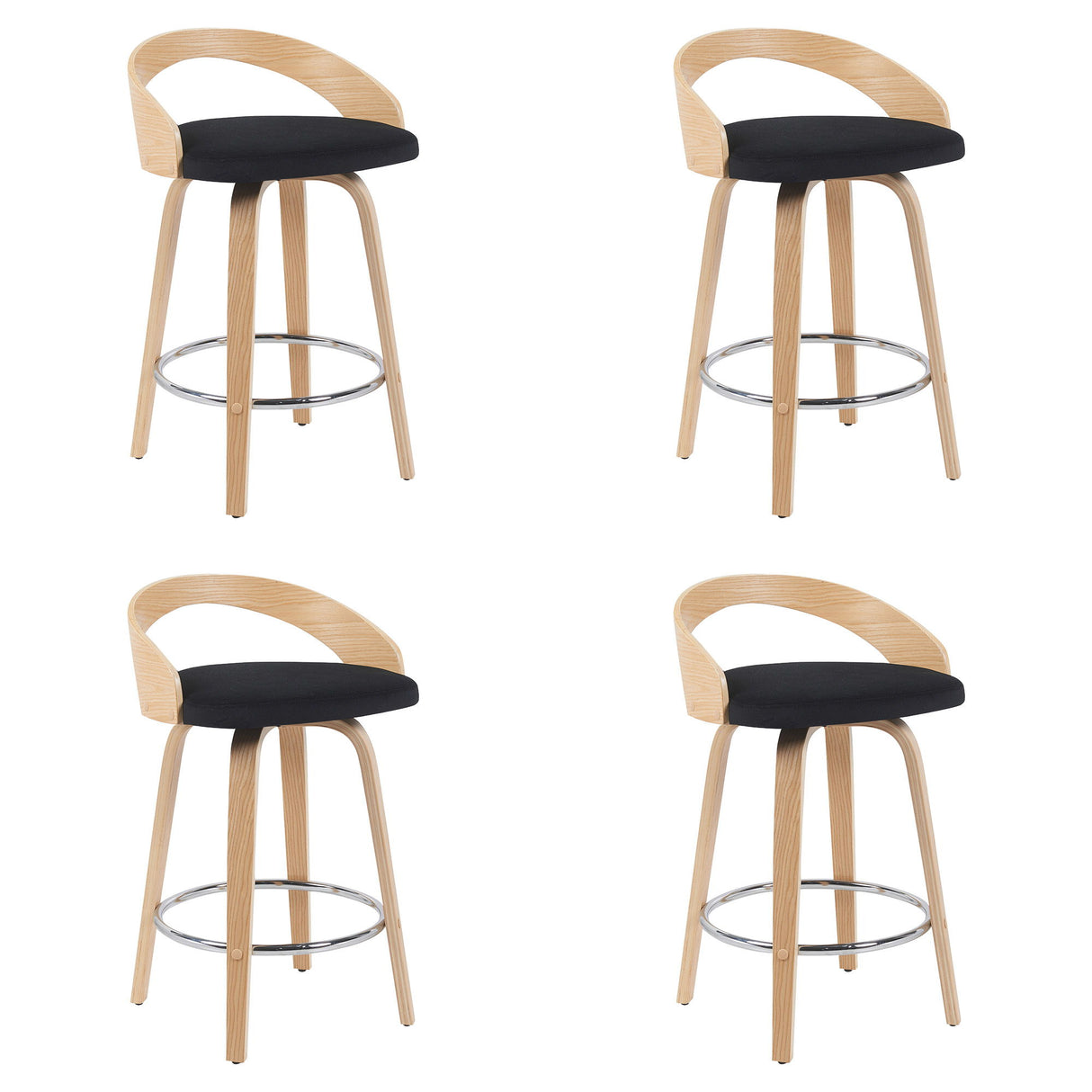 Sonia - Modern Swivel Counter Height Bar Stool - Patterned Oak Wood Finish