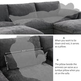 Modular Sectional With Storage Pockets, 5 Seat U Shaped Couch Set With Pillows, Free Combination Modern Cloud Sofa With 2 Movable Ottoman