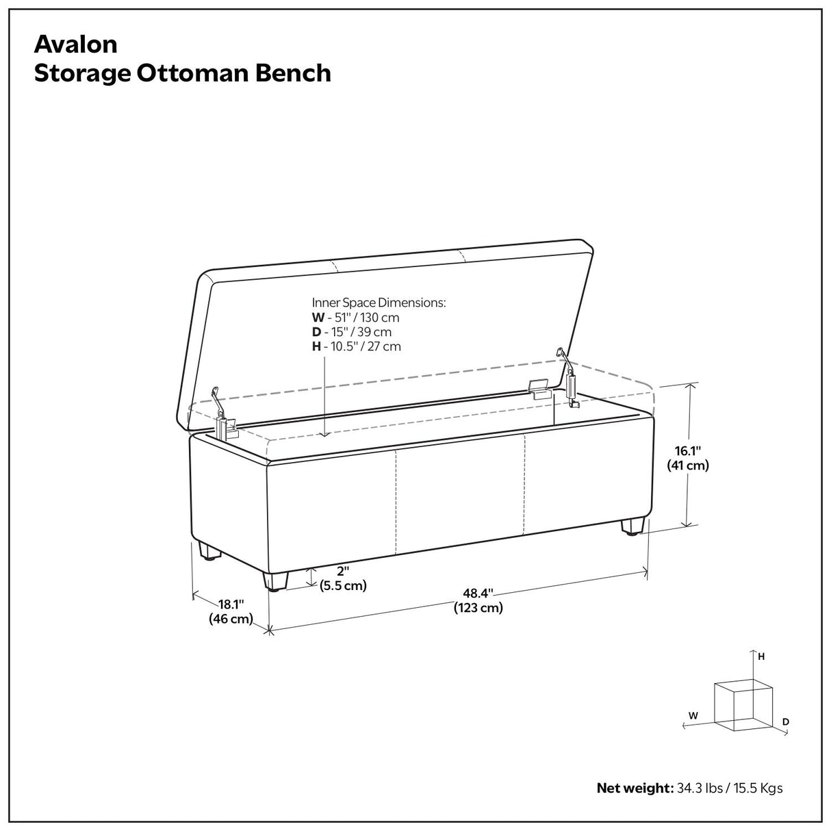 Avalon - Multifunctional Storage Ottoman Bench