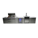 Mont Alpi Original Series 15 Ft Propane Outdoor Kitchen Island w/ Side Burner, Beverage Center, & Kegerator - MAi805-KEGBEV