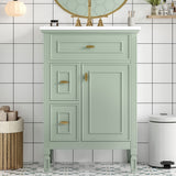 Bathroom Vanity With Sink, Flip Drawer, 2 Drawers, Adjustable Shelf