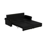 3 In 1 Convertible Sleeper Sofa With Nailhead Trim & Rolled Arm