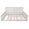 Platform Bed Frame With Guardrail, Storage Shelves & Bookshelf