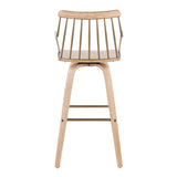 Preston - Fixed-Height Barstool - Whitewashed Wood, Antique Copper Metal