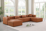 Cube - 6 Piece Modular Double Chaise Sectional - Cognac