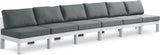 Nizuc - Outdoor Patio 6 Seat Armless Modular Sofa With White Frame