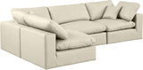 Comfy - 4 Piece Faux Leather Modular Armless Sectional