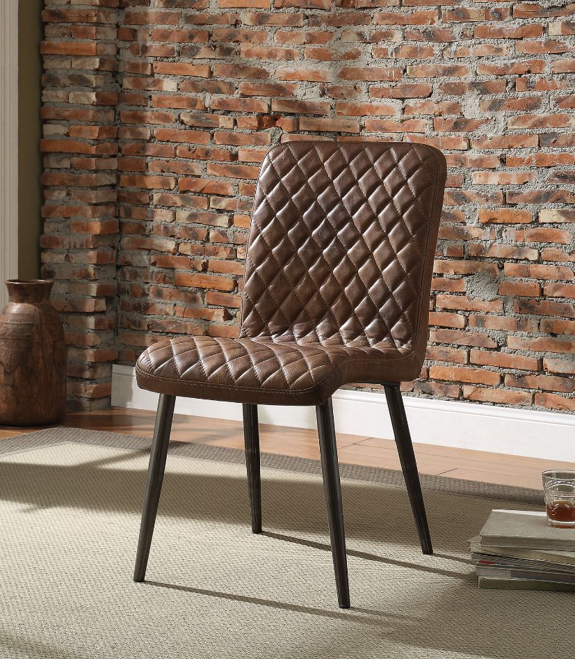 Millerton - Side Chair Set of 2) - Vintage Chocolate Top Grain Leather & Antique Black