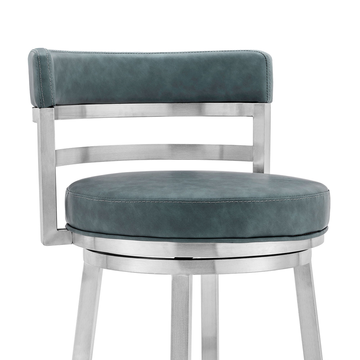 Titana - Swivel Faux Leather And Brushed Stainless Steel Bar Stool