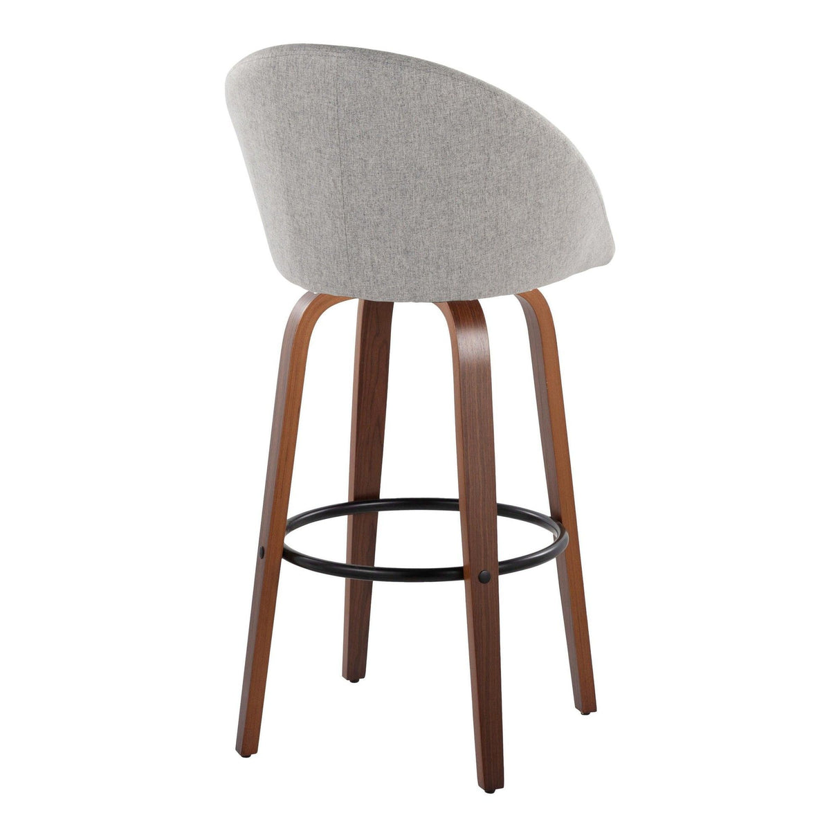 Matisse - 30" Highback Fixed-Height Barstool With Round Black Metal Footrest (Set of 2) - Walnut Wood