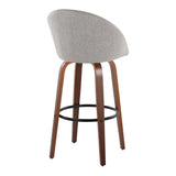 Matisse - 30" Highback Fixed-Height Barstool With Round Black Metal Footrest (Set of 2) - Walnut Wood