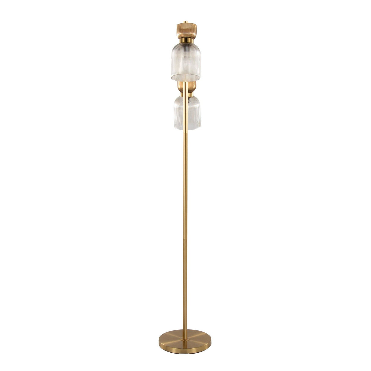 Marcel - 62" Floor Lamp - Gold Metal And Smokey Glass