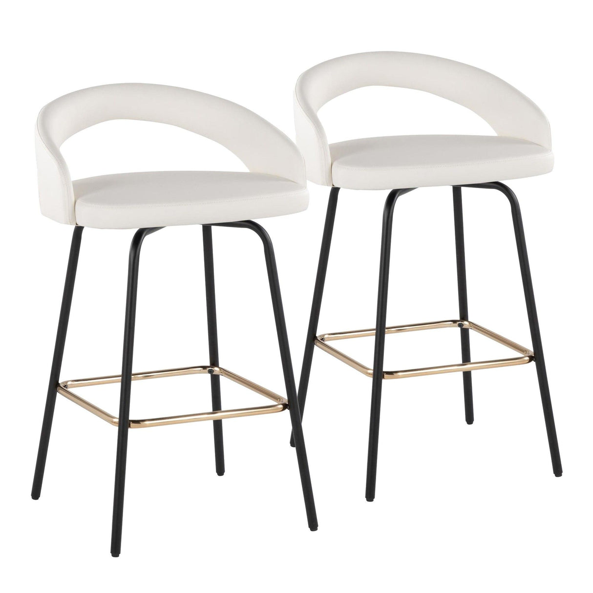 Grotto - Upholstered Fixed-Height Counter Stool - Black Metal