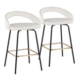 Grotto - Upholstered Fixed-Height Counter Stool - Black Metal