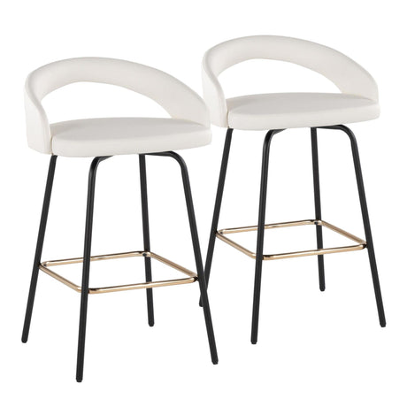 Grotto - Upholstered Fixed-Height Counter Stool - Black Metal