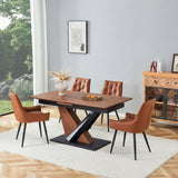 Dining Table, Scratch Resistant, Cross Geometric Legs For Kitchen & Dining Room - Dark Walnut