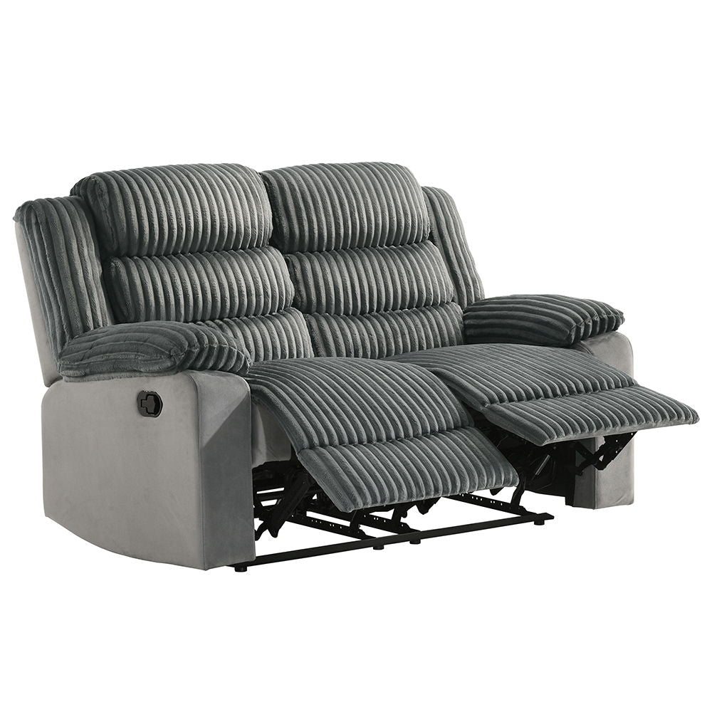Lesley - Motion Loveseat - Gray Corduroy & Velvet