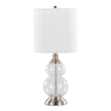 Belle - Contemporary Glass Accent Lamp (Set of 2) - Clear Wrinkle Glass, Brushed Nickel And White Linen Shade From Grandview Gallery