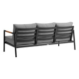 Royal - 4 Piece Aluminum And Teak Outdoor Seating Set With Cushions - Black / Dark Gray