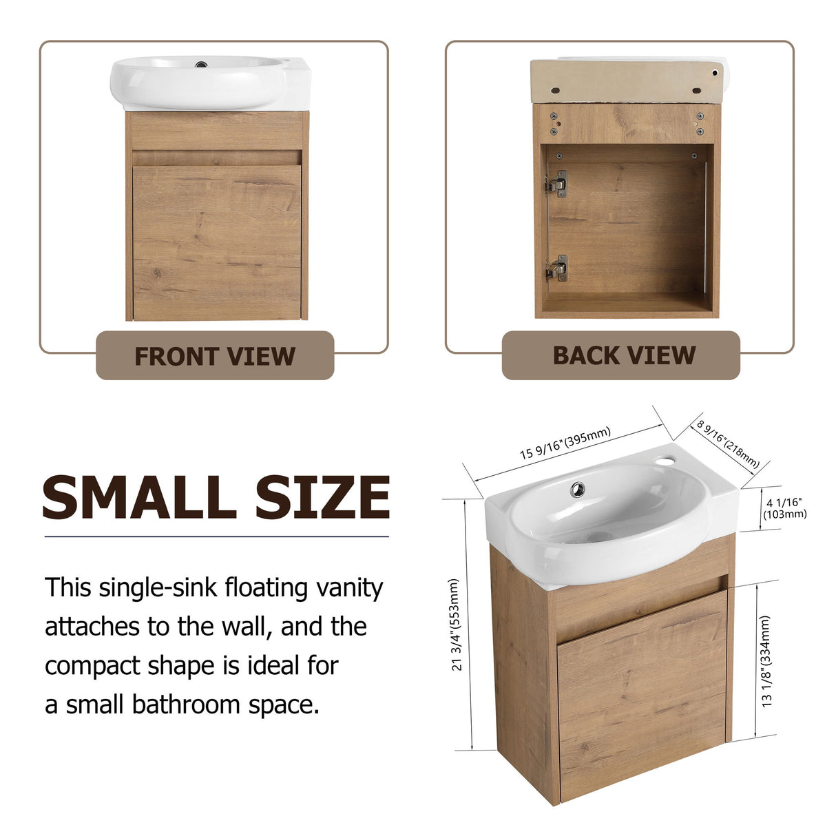 Wall Mounted Bathroom Vanity With Sink And Storage Rack, Soft Close Doors