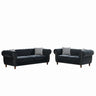 Chesterfield 3 And 2 Seater Velvet Upholstery Sofa With Roll Armrest & Nailhead Fabric Couch