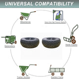 Flat Free Tire And Wheel Assemblies For Riding Lawn Mowers With 3" Hub - Black