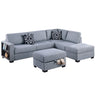 Reversible Sectional Sofa With Built In Shelf And Storage Ottoman, L - Shaped Living Room Furniture
