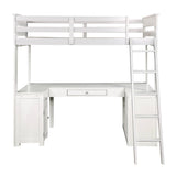 Ambar - Twin Loft Bed With Desk & Bookcase & Chest - Light Gray