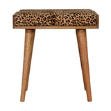 Leopard Tray Style Footstool - Brown Oak