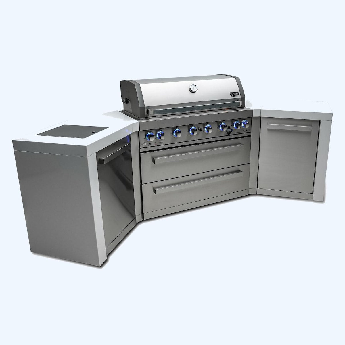Mont Alpi Deluxe Series 8 Ft U-Shaped Propane Outdoor Kitchen Island w/ Side Burner - MAi805-D45