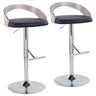 Grotto - Adjustable Barstool (Set of 2) - Black Faux Leather And Light Gray Wood