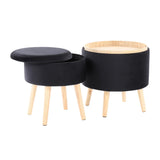 Tray - Contemporary Storage Ottoman With Matching Stool