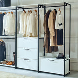 Fiona - Freestanding Walk In Closet System With Metal Frame Durable Storage Solution Melamine - White