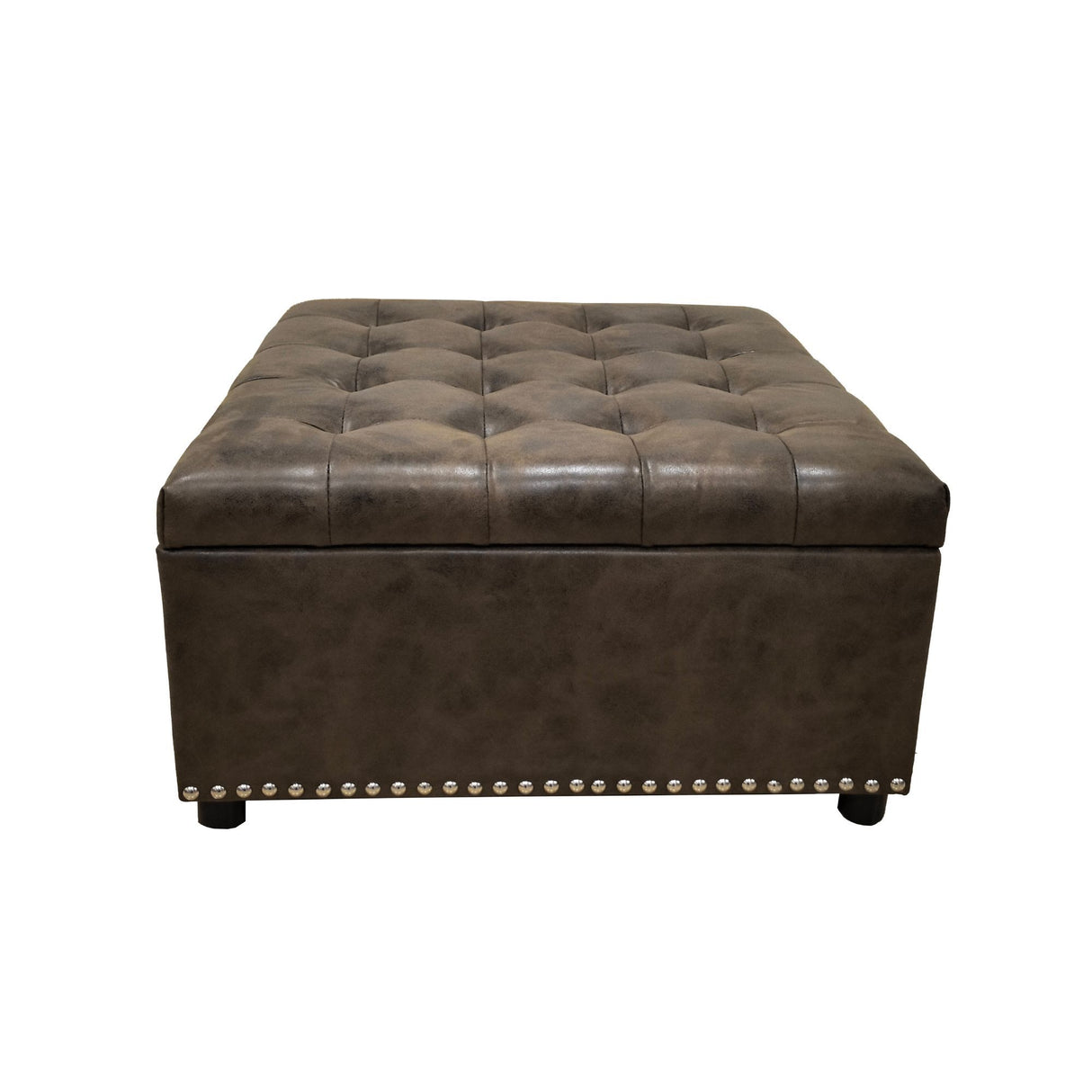 Tufted Storage Ottoman - Dark Brown