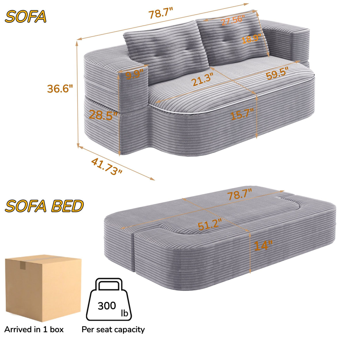 Convertible Floor Sofa Bed With Multi Functional Blanket