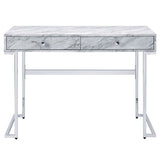 Tigress - Writing Desk - White Printed Faux Marble Top & Chrome