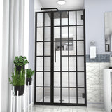 Frameless Pivot Shower Door With Pattern Glass, Open Entry Design
