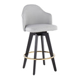 Ahoy - Fixed-Height Counter Stool - Wood Legs And Round Metal Footrest With Fabric Seat (Set of 2)
