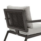 Avila - Outdoor Club Chair With Woven Rattan Back Aluminum Frame And Cushions - Dark Bronze / Silver Ash