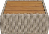 Seacrest - Teak Wood And Wicker Outdoor Patio Coffee Table