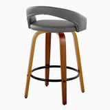 Grotto - 32.5" Upholstered Fixed-Height Counter Stool (Set of 2) - Walnut Wood Base