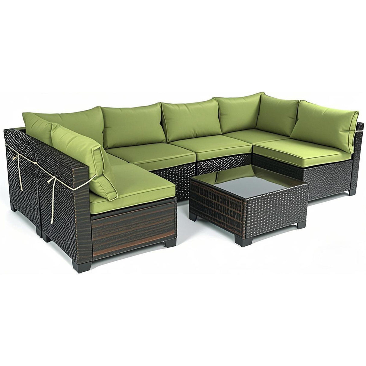 14 Pack Cushion Covers For 7 Piece Wicker Rattan Sectional Sofa