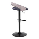Grotto - Adjustable Barstool (Set of 2) - Black Faux Leather And Light Gray Wood