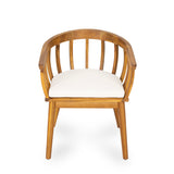 Klismos - Dining Armchair (Set of 2) - Teak / Beige