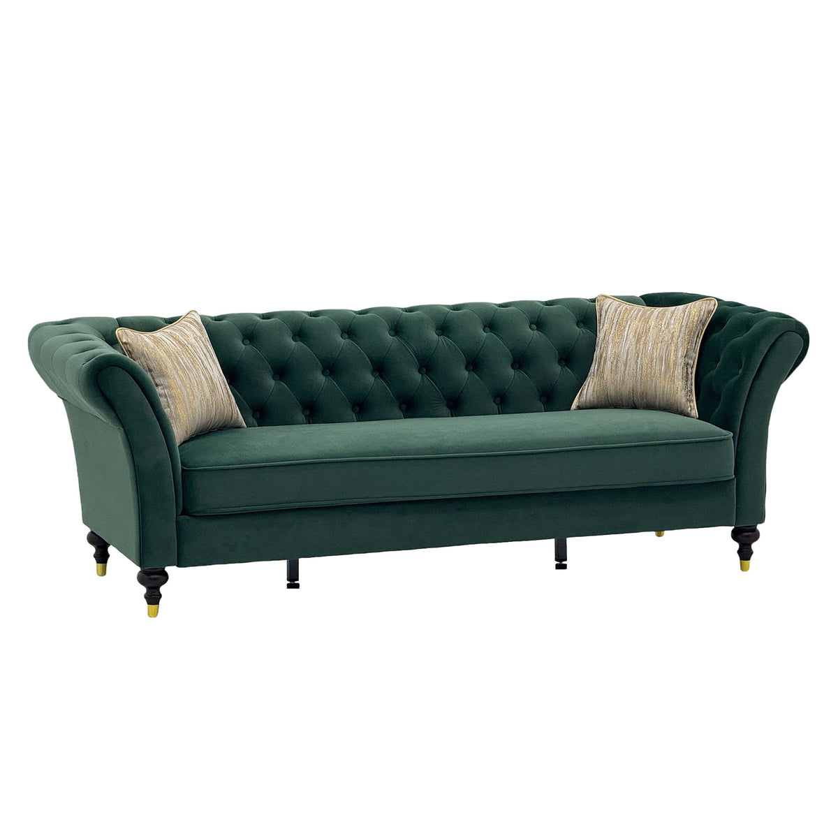 Chesterfield Sofa, 3 Seat Couch With Deep Button Tufted Back, Rolled Arms