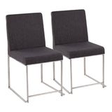 Fuji - High Back Dining Chair - Stainless Steel (Set of 2)