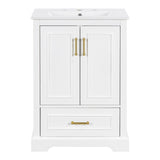 Bathroom Vanity With Sink, 1 Divided Drawer And 2 Soft Close Doors With Double Shelf