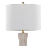 Gemma - Brush Ceramic Table Lamp (Set of 2) - Gold Metal, White Ceramic, White Linen